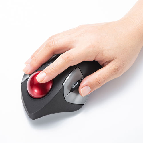 ワイヤレストラックボール（静音・5ボタン・人差し指/中指操作タイプ）MA-WTB182BK