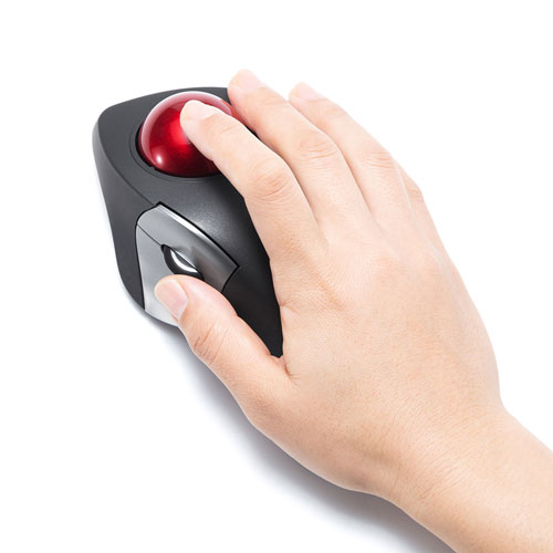 ワイヤレストラックボール（静音・5ボタン・人差し指/中指操作タイプ）MA-WTB182BK