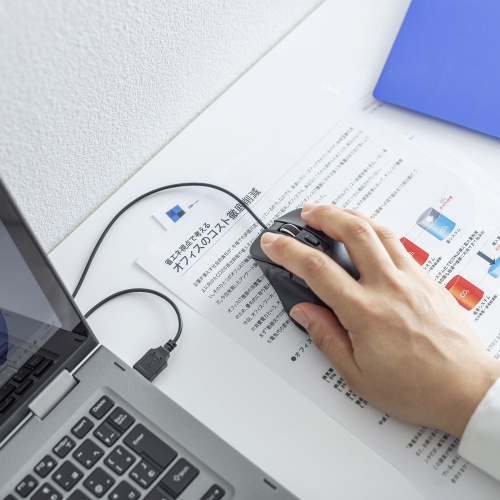 マウス（有線・ブルーLED・中型・5ボタン・ブラック） MA-YB518BK サンワサプライ