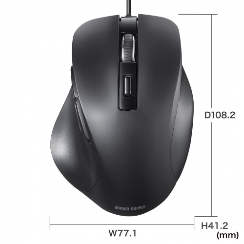 マウス（有線・ブルーLED・中型・5ボタン・ブラック） MA-YB518BK サンワサプライ