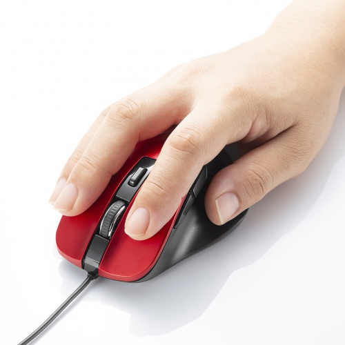 マウス（有線・ブルーLED・中型・5ボタン・レッド） MA-YB518R サンワサプライ