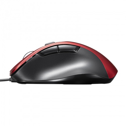 マウス（有線・ブルーLED・中型・5ボタン・レッド） MA-YB518R サンワサプライ