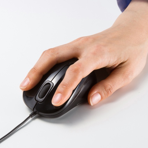 抗菌 有線マウス（静音・USBマウス・ブルーLED・3ボタン・USB A接続・ブラック）MA-YBSK315BK