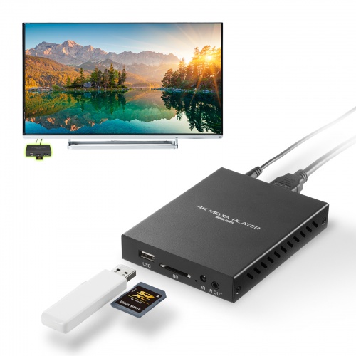 メディアプレーヤー（4K対応・デジタルサイネージ・自動再生・タイマー機能付き・HDMI・RCA・SDカード・USBメモリ・オートプレイ・動画・画像）