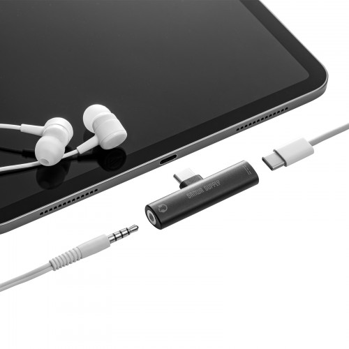 Type-C イヤホン変換（USB Type-Cポート用・USB PD対応・iPad Pro M4・iPad Air M2） CMS-V61BK サンワサプライ