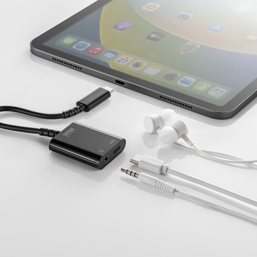 Type-C イヤホン変換（USB Type-Cポート用・USB PD対応・ケーブル長12cm・iPad Pro M4・iPad Air M2） MM-ADUSBTC3K サンワサプライ