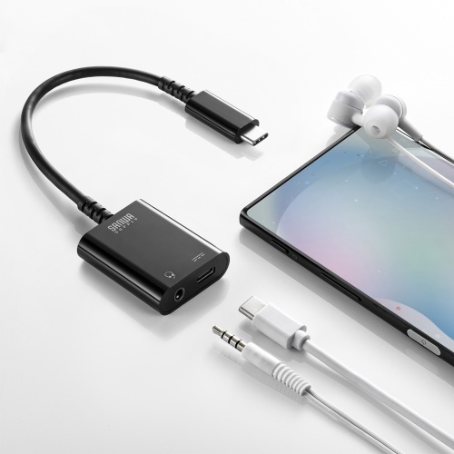 Type-C イヤホン変換（USB Type-Cポート用・USB PD対応・ケーブル長12cm・iPad Pro M4・iPad Air M2） MM-ADUSBTC3K サンワサプライ