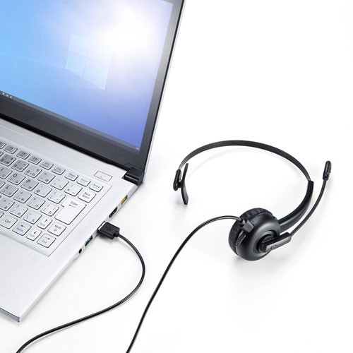 ヘッドセット（Bluetooth・片耳・オーバーヘッド・単一指向性・マルチペアリング・ブラック）