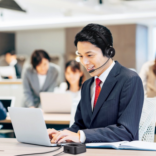 Bluetoothヘッドセット（片耳タイプ・単一指向性・USB充電・連続通話20時間・音量調節・ミュート・充電クレードル付き） MM-BTMH67BK サンワサプライ