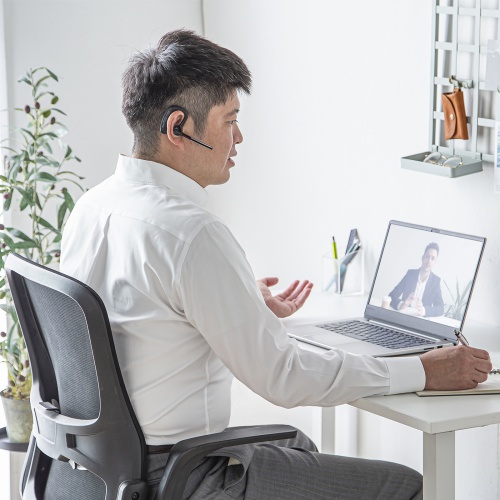 Bluetoothヘッドセット（デュアルマイク・ノイズキャンセル搭載・ワイヤレス・片耳・モノラル・USB充電）MM-BTMH68BK