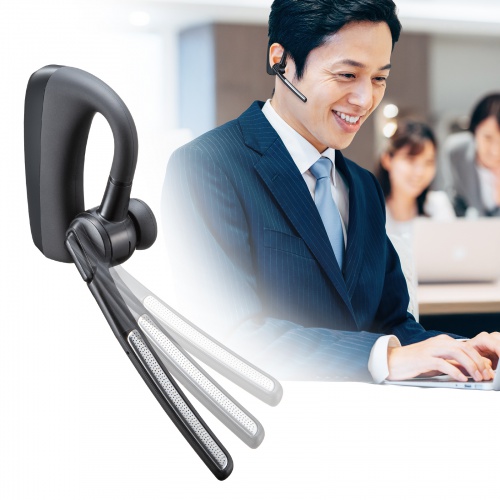 Bluetoothヘッドセット 片耳 充電ケース 充電スタンド デュアルマイクノイズキャンセル USB-C充電 左右耳対応 マルチポイント