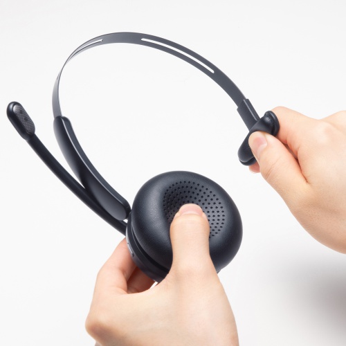 Bluetoothヘッドセット（片耳・充電クレードル付き・単一指向性・Windows・Mac・軽量・2.4G・無線・両耳対応・マルチペアリング・大型イヤーパッド・ブラック）