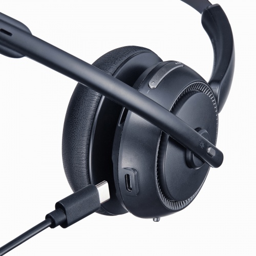 Bluetoothヘッドセット（片耳・充電クレードル付き・単一指向性・Windows・Mac・軽量・2.4G・無線・両耳対応・マルチペアリング・大型イヤーパッド・ブラック）