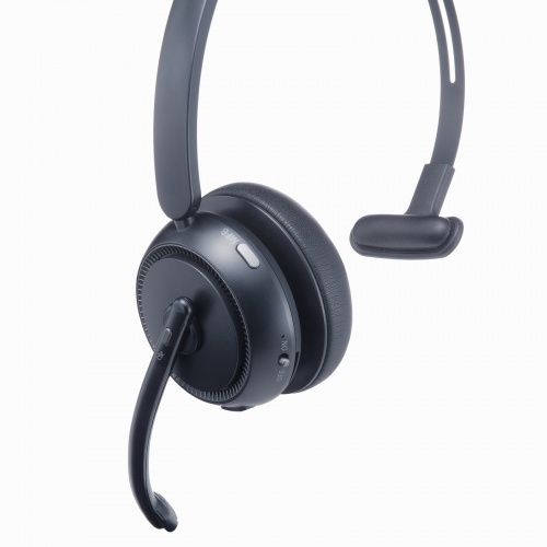 Bluetoothヘッドセット（片耳・充電クレードル付き・単一指向性・Windows・Mac・軽量・2.4G・無線・両耳対応・マルチペアリング・大型イヤーパッド・ブラック）