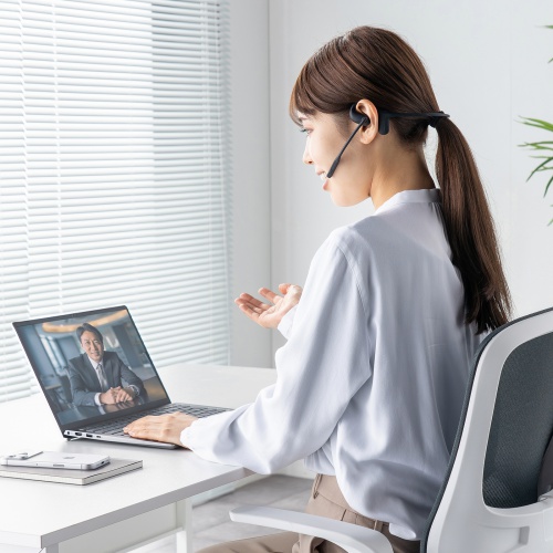 Bluetoothヘッドセット（オープンイヤー・有線対応・両耳・収納ポーチ付・単一指向性マイク・ENCノイズキャンセル・U0SB-C充電・無線）