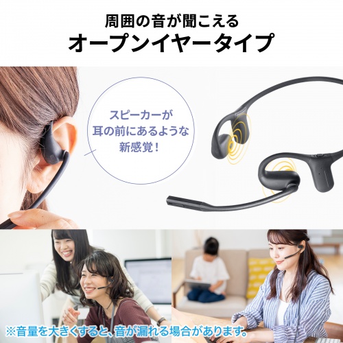Bluetoothヘッドセット（オープンイヤー・有線対応・両耳・収納ポーチ付・単一指向性マイク・ENCノイズキャンセル・U0SB-C充電・無線）