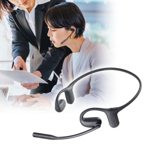 Bluetoothヘッドセット（オープンイヤー・有線対応・両耳・収納ポーチ付・単一指向性マイク・ENCノイズキャンセル・U0SB-C充電・無線）