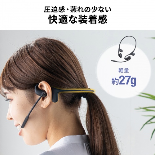 Bluetoothヘッドセット（オープンイヤー・有線対応・両耳・収納ポーチ付・単一指向性マイク・ENCノイズキャンセル・U0SB-C充電・無線）
