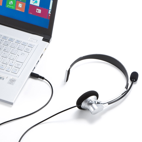 【アウトレット・中古・セール】4極対応ヘッドセット（片耳タイプ・シルバー） MM-HS402SV サンワサプライ