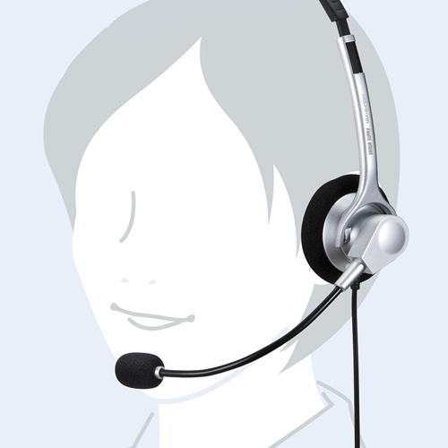 【アウトレット・中古・セール】4極対応ヘッドセット（片耳タイプ・シルバー） MM-HS402SV サンワサプライ