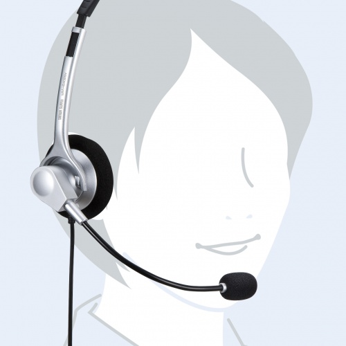 ヘッドセット（4極プラグ対応・タブレット・片耳タイプ・手元スイッチつき・シルバー・Zoom・Teams）