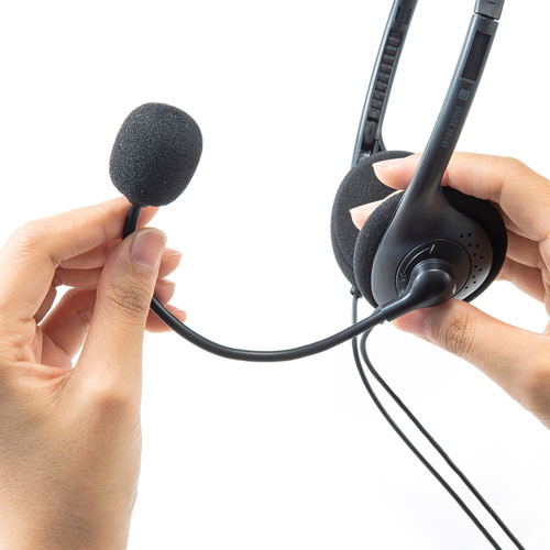 ヘッドセット（4極対応・単一指向性・フレキシブルアーム・タブレット・スマホ・ブラック）