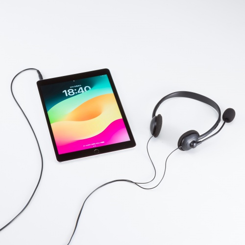 ヘッドセット（4極対応・オーバーヘッド・単一指向性・ボリューム調整・ミュートスイッチ付き・タブレット・スマホ・Skype・zoom・web会議・有線・ブラック） MM-HS408BK サンワサプライ