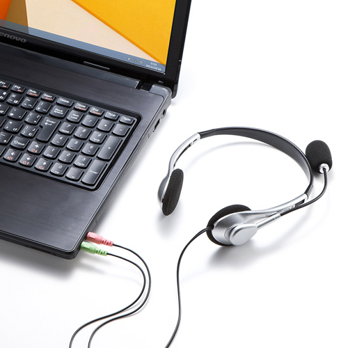 ヘッドセット（3.5㎜ステレオミニプラグ・両耳・シルバー・スタンダードタイプ・ボリュームコントローラーつき・Zoom・Skype） MM-HS515SVN サンワサプライ