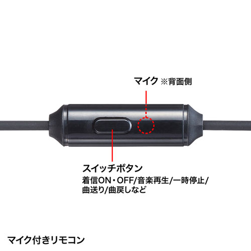 ステレオイヤホン（マイク付き・カナル型・3.5㎜4極ミニプラグ・レッド）