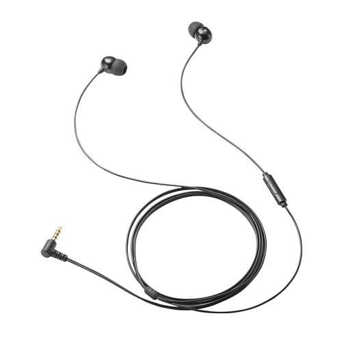 ステレオイヤホン（マイク付き・カナル型・ブラック）