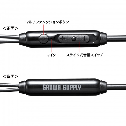 4極イヤホンマイク（3.5mmミニプラグ・音量調整付き・有線ステレオイヤホン・通話/会議/音楽用・1.2m・ブラック）