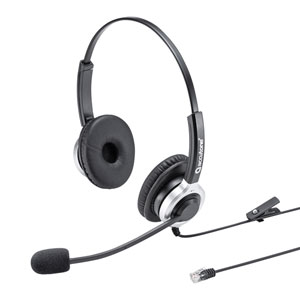 【訳あり 新品】電話ヘッドセット（両耳タイプ・ハンズフリー・コールセンター） ※箱にキズ、汚れあり