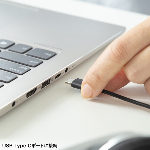 USBヘッドセット(USB Type-C接続・有線接続・単一指向性・両耳・在宅ワーク・軽量・音量調整スイッチ付き・パソコン・スマホ・タブレット）
