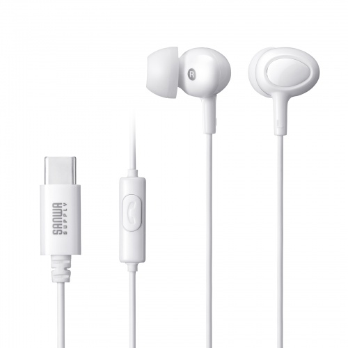 USB Type-Cイヤホンマイク（カナル型・マイク付きリモコン・スマホ・タブレット・ゲーム機・パソコン・ケーブル長約1.2m・ホワイト）