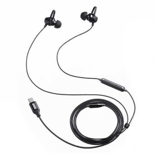 USB Type-Cイヤホンマイク（カナル型・マイク付きリモコン・アルミ製・スマホ・タブレット・ゲーム機・パソコン・ケーブル長約1.2m・ブラック）