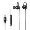 USB Type-Cイヤホンマイク（カナル型・マイク付きリモコン・アルミ製・スマホ・タブレット・ゲーム機・パソコン・ケーブル長約1.2m・ブラック）