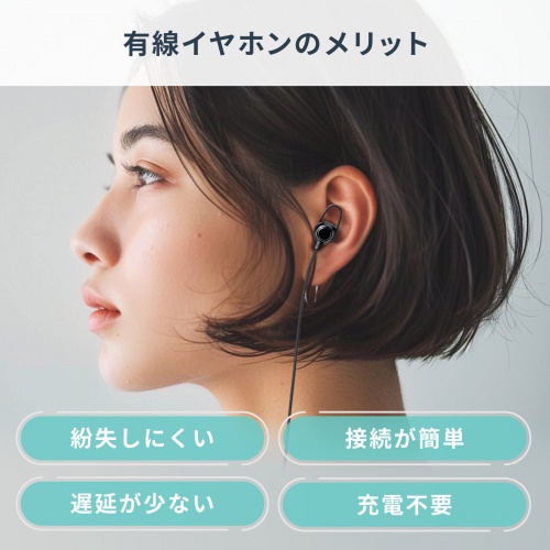 USB Type-Cイヤホンマイク（カナル型・マイク付きリモコン・アルミ製・スマホ・タブレット・ゲーム機・パソコン・ケーブル長約1.2m・ブラック）