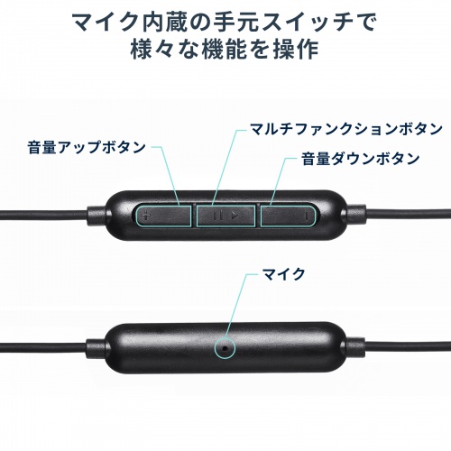 USB Type-Cイヤホンマイク（カナル型・マイク付きリモコン・アルミ製・スマホ・タブレット・ゲーム機・パソコン・ケーブル長約1.2m・ブラック）