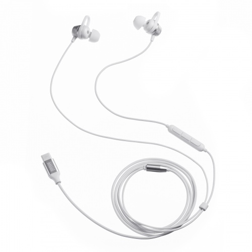 USB Type-Cイヤホンマイク（カナル型・マイク付きリモコン・アルミ製・スマホ・タブレット・ゲーム機・パソコン・ケーブル長約1.2m・ホワイト）