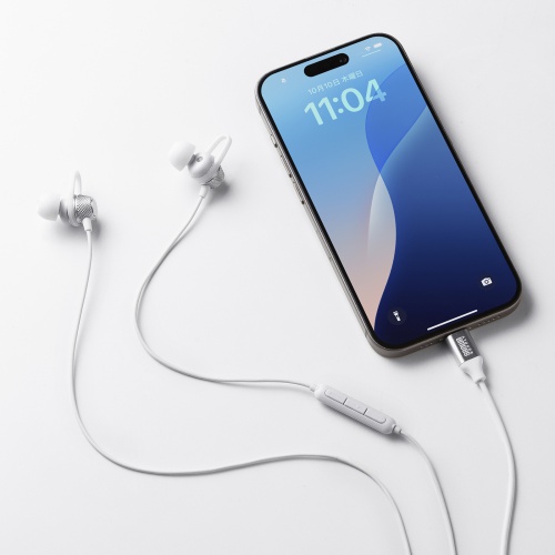 USB Type-Cイヤホンマイク（カナル型・マイク付きリモコン・アルミ製・スマホ・タブレット・ゲーム機・パソコン・ケーブル長約1.2m・ホワイト）