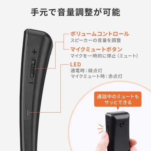 USBハンドセット（USB受話器・音量調節可能・Zoom・Microsoft Teams・Google Meet・Windows・Mac・軽量・ケーブル1.8ｍ・無（全）指向性）