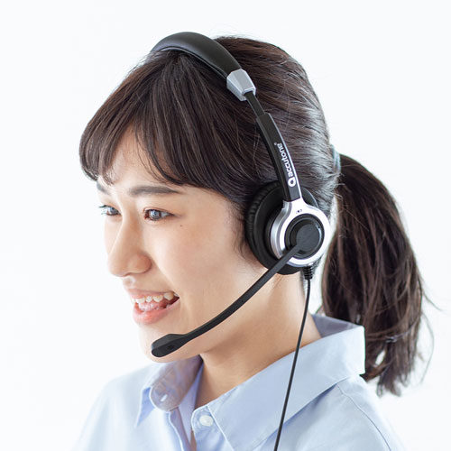 ヘッドセット（ノイズキャンセリングマイク付き・USB接続・両耳タイプ・Skype・Zoom）