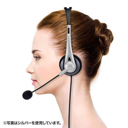 USBヘッドセット（両耳・手元スイッチつき・Zoom・Skype・ホワイト）