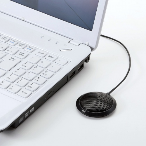 PCマイク（フラット型・無指向性・全指向性・3.5mmステレオミニプラグ・Web会議・小型） MM-MC23N サンワサプライ