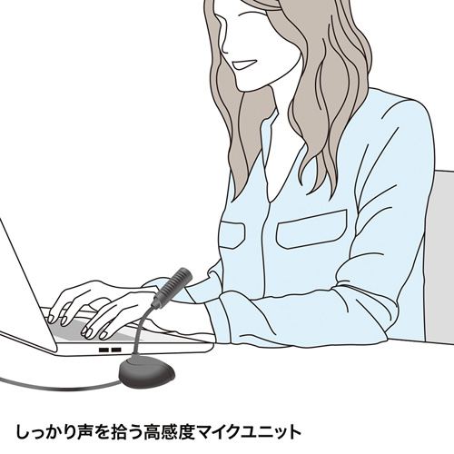 PCマイク（イヤホンジャック・4極・高感度・3.5mm・無指向性・全指向性・小型・アーム・iPhone・iPad・ノートパソコン・Skype・Zoom・Teams）MM-MC31 サンワサプライ