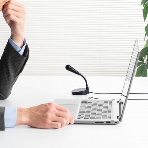 PCスタンドマイク（単一指向性・スタンド型・アーム・3.5mmステレオミニプラグ・小型・ノートパソコン）