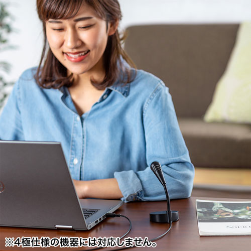 PCマイク（3.5mm・単一指向性・小型・スタンド型・アーム