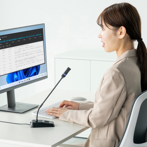 USBスタンドマイク（Type-C/USB A両対応・DSPノイズキャンセリング・ミュート機能・ステレオミニプラグポート搭載・Windows Mac Zoom・録音・文字起こし）