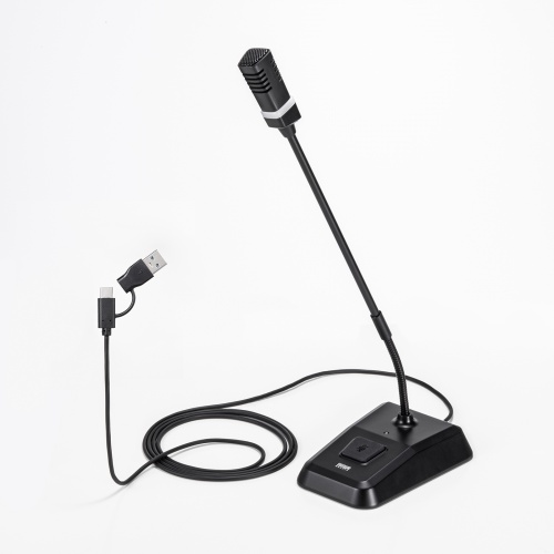 USBスタンドマイク（Type-C/USB A両対応・DSPノイズキャンセリング・ミュート機能・ステレオミニプラグポート搭載・Windows Mac Zoom・録音・文字起こし）