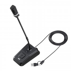 USBスタンドマイク（Type-C/USB A両対応・DSPノイズキャンセリング・ミュート機能・ステレオミニプラグポート搭載・Windows Mac Zoom・録音・文字起こし）